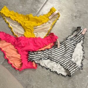 Victoria's Secret Yellow, Pink, and Striped Bikini bottoms